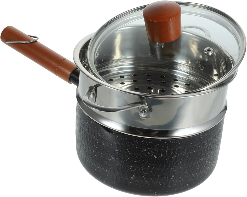 Zerodeko 1set Multi-function Non-stick Pot with Steamer Hammered Saucepan for Cooking Boiling and Steaming Food Stovetop for Food and Daily Cooking