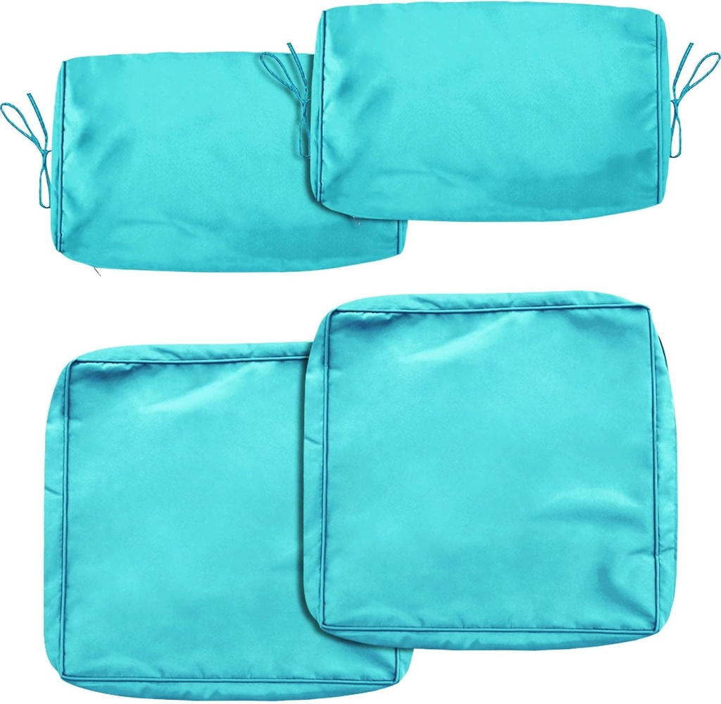 14Pcs Patio Cushion Covers Replacement Splashproof UV-Resistant Inelastic Covers with Zippers,25.6x25.6x4inch Patio Cushion, for 7 Pcs Outdoor Patio Furniture Sets (4PCS Lake Blue, 25.6”x 25.6”x 4”)