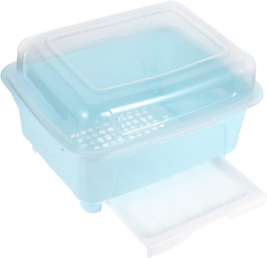 Kitchen Cutlery Drain Box Capacity Dish Storage Case with Transparent Cover for Bowls Plates and Utensils Space Saving Tableware Organizer for Kitchens