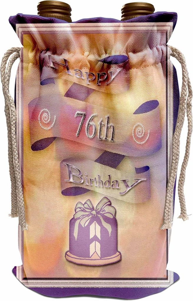 Wine Bag - Ribbon and Cake Happy 76th Birthday Birthday Design