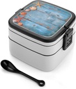 Bento Lunch Box for Women Lunch Containers for Adults Things on The Ground Double Layered Lunchbox Large Capacity Bento Box with Cutlery for Work Picnic Camping Travel, style