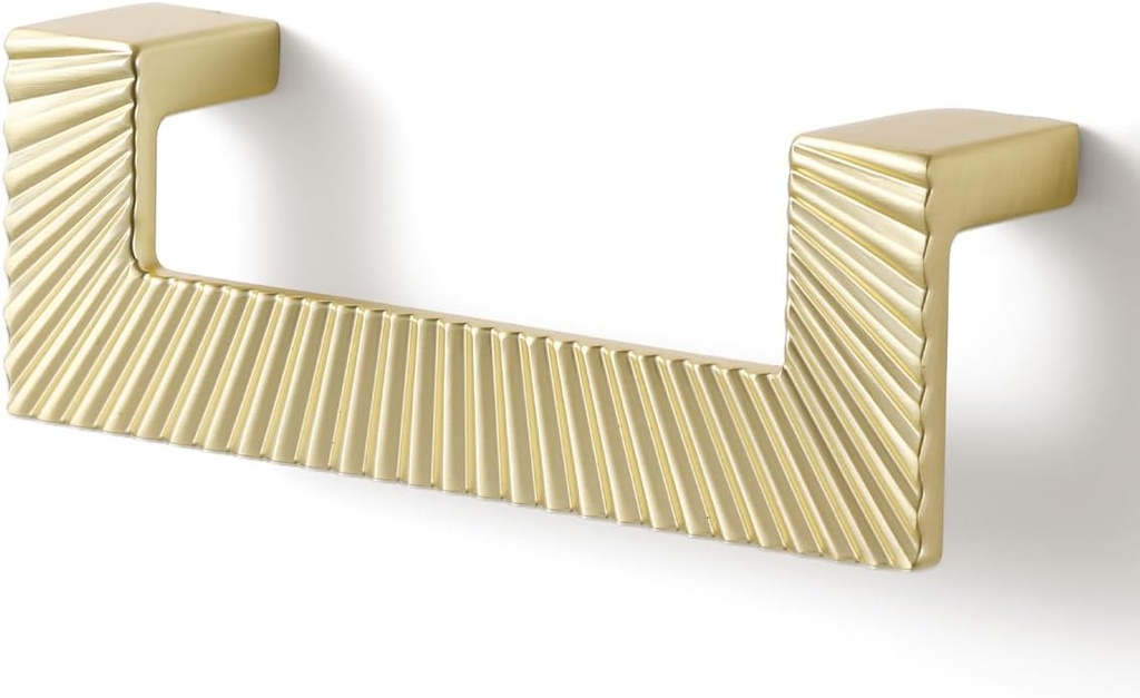 5 Pack Gold Cabinet Pulls 3-3/4" Hole Center Brushed Brass Drawer Pulls Bathroom Dresser Handles Hardware Couple Zinc Alloy