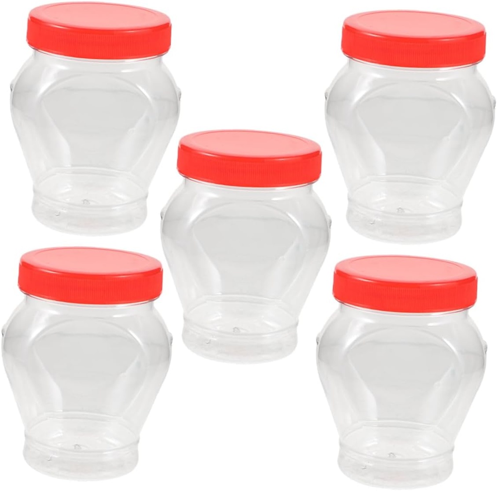 Plastic Chili Sauce Jars Heart Shape 350ml Small Storage Containers for Candy Peanut Cookie 5 Pieces