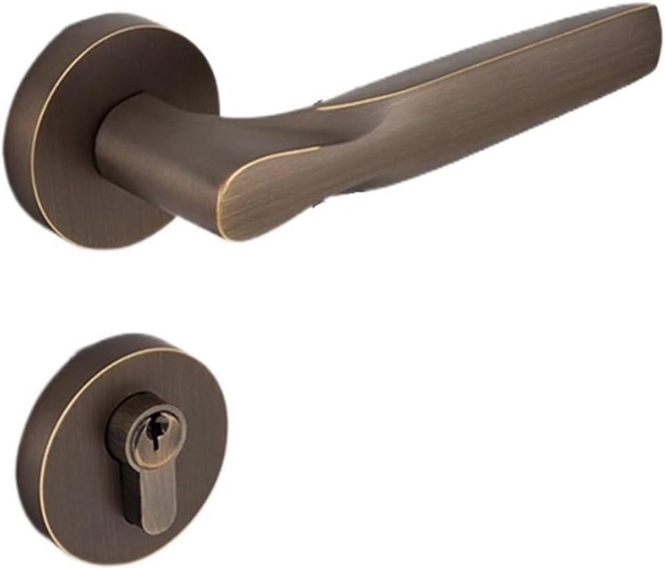 Bronze Interior Door Lock Brass Silent Magnetic Household Split Wooden Door Lock Door Handle(Bronze,Magnetic Suction)