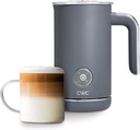 COOK WITH COLOR 4-in-1 Electric Milk Steamer and Frother - 2-Minute Heating and Frothing, Hot and Cold Foam Maker for Coffee, Latte, Cappuccino, Macchiato, Milk Warmer, Auto Shut Off, Grey