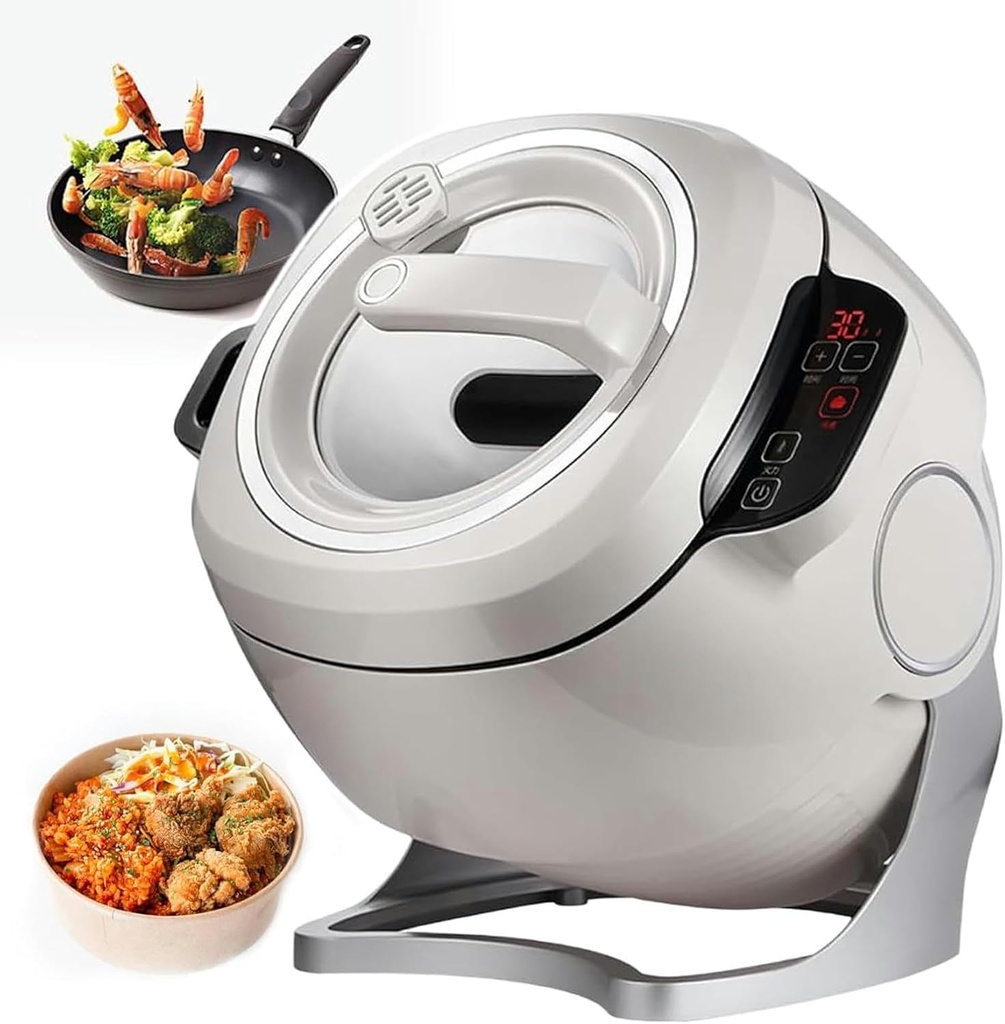 Wzglod Food Processor, 6 L Automatic Cooking Machine, with 360° Rotating, All-Round Heating, 3 Gears Firepower and Pot Body Adjustment, for Stir Frying, Stewing