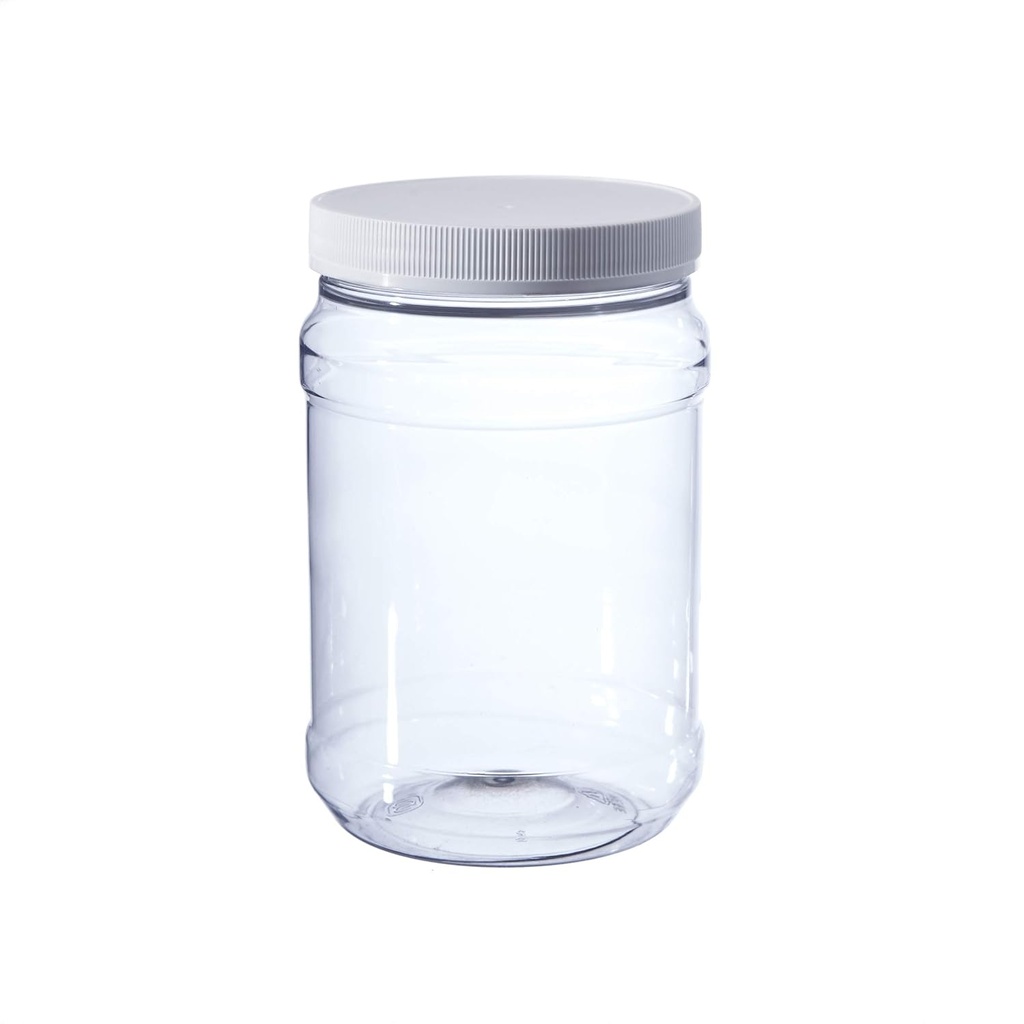 Consolidated Plastics 41182 Wide-Mouth PET Round Container with Lid, 32 oz, Clear, 12 Piece