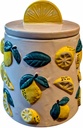 Ceramic Lemon Theme Cookie Candy Nut Jar Container Canister 7 inches High and 6 inches Wide With Gasketed Top