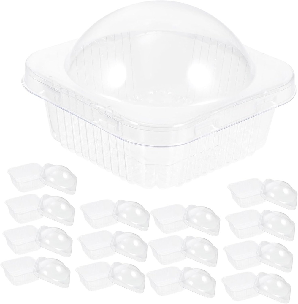 50pcs Plastic Dessert Packaging Containers Dome Lids Reusable Round Cupcake Holders for Cakes Pastries and Sweet Treats for Parties and Events