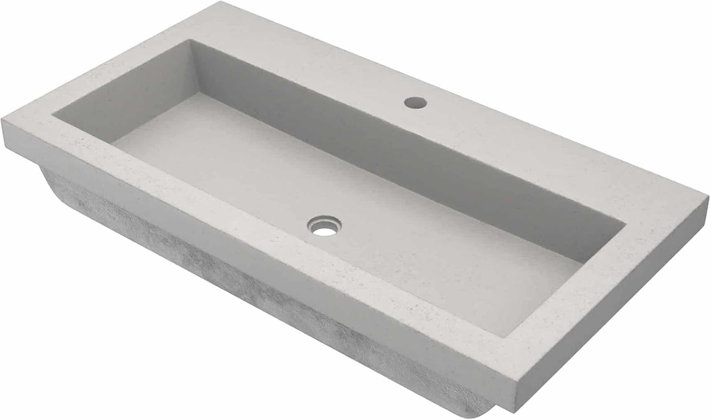 Native Trails NSL3619-A Native Stone Trough Bathroom Sink, 36" x 19", Ash, Single Faucet Hole