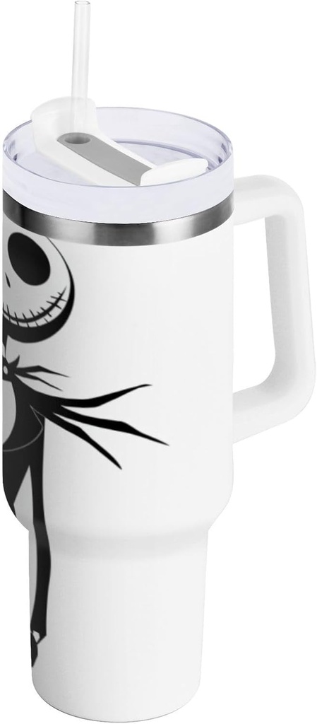 30 oz Tumbler With Handle and Straw Lid, Stainless Steel Vacuum Insulated Tumbler for Water, Iced Tea or Coffee, Easy to Clean (Halloween Gentleman)