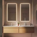 Floating Bathroom Vanity with Double Sinks 78Inch(Log Style Cabinet)(Hidden Handle Design) Square Mirror,Integrated Sink,LED Smart Mirror