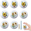 8 Pack 1.5" Sunflower Flower and Butterfly Ceramic Farmhouse Round Kitchen Cabinet Furniture Handles Dresser Drawer Knobs and Pull