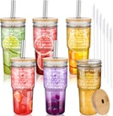 Nitial 6 Pack Employee Appreciation Gifts 24oz Glass Thank You Glass Cups with Lids Straws Brushes Appreciation Gifts Set Can Beer Cup for Teacher Nurse Staff Coworker Reusable Tumblers Party Favors