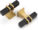 Haliwu 10 Pack Cabinet Knobs, Black&Gold Kitchen Dresser Drawer Handles, T-bar Hardware