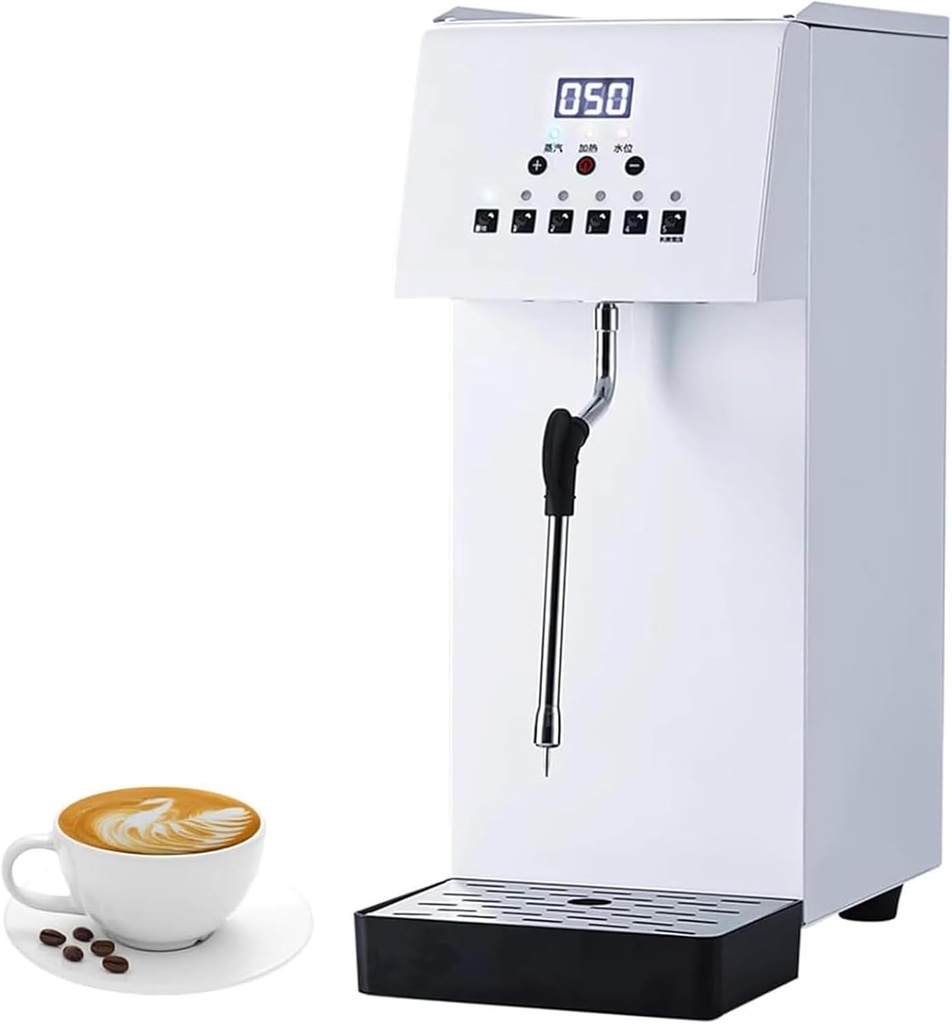 Automatic Milk Frother Machine,2500W 6L Commercial Steam Boiling Water Frothing Machine,5-Temp Settings,Fast Foaming in 2 Mins,LED Display,Fast Heating for Coffee,Milk,Milk Tea
