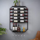 Wine Rack Wine Rack Vintage Decorative Modern Gold/Black Metal Round Wall Mounted Wine Display Rack with Wine Glass Goblet Holder Hanging Wine Holder for Bar Wine Cellar Kitchen Counter