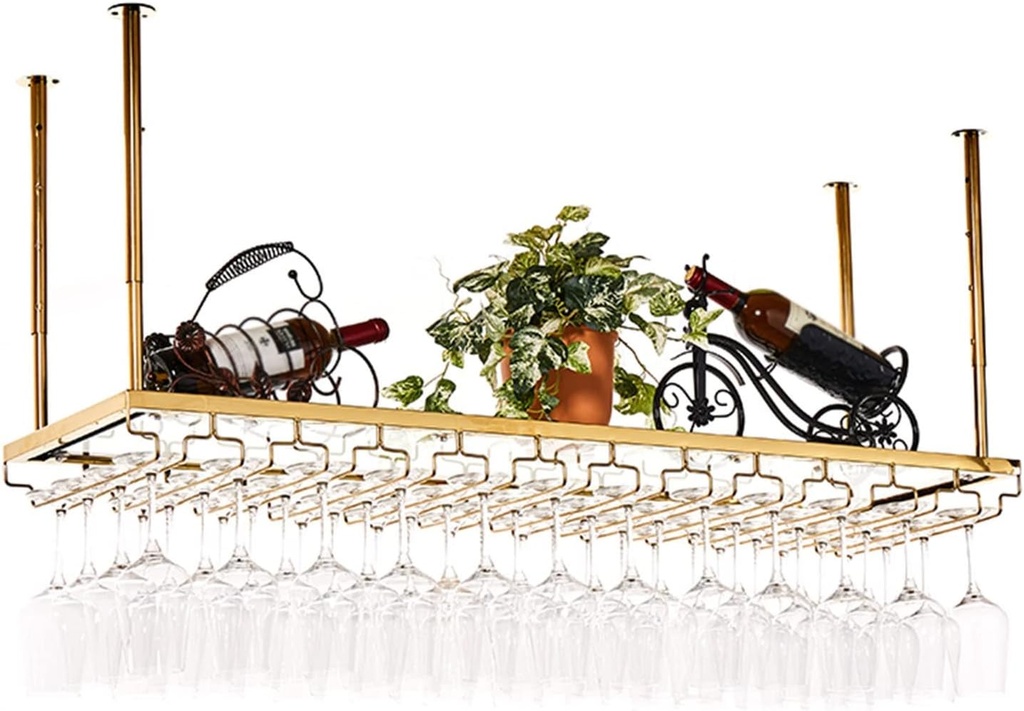 Wine Rack Bottle Holder Creative Wine Racks Hanging from The Ceiling, Hanging Wine Glass Rack Bottle Holder, Home Wine Storage Rack for Home, Storage Rack, Bar, Cellar, Cabine ( Color : Gold+b , Size