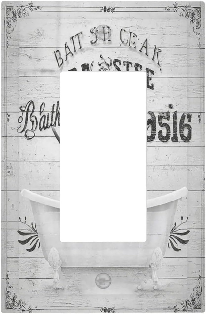 Decorative Outlet Covers Funny Highland Cow In Bathtub Wall Plate 1 Gang Single Rocker Light Switch Cover Plate Wall Plates GFCI Faceplate for Bedroom Bathroom Decor