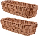 2Pcs Multi Function Woven Plastic Utensil Storage Basket Cutlery Organizer for Kitchen Dining Room Versatile Holder for Forks Spoons Chopsticks Seasoning Jars