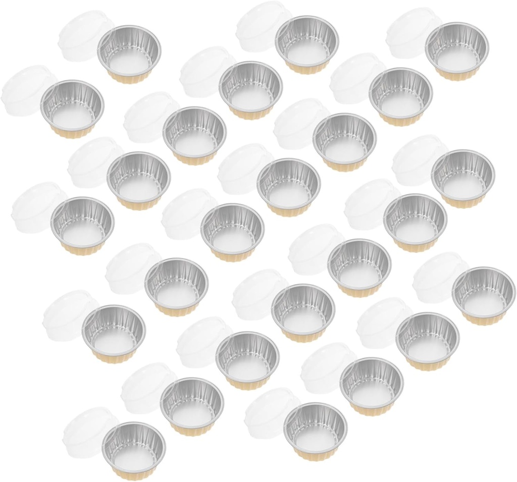 PRETYZOOM Mango Durian Ice Cream Aluminum Foil Cups with Lids 25-Piece Dessert Storage Box Set for Cake Decoration and Snack Serving