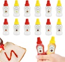 Fantasyon 12 Pcs Mini Ketchup Bottles for Bento Box Accessories 25ml Condiment Squeeze Bottles Plastic Sauce Container for Sauce Condiment Honey Mustard Portable Lunch Box Dressing Dispensers
