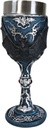 Ebros Gift Gothic Mysterious Vampire Dracula Flying Bat Royal Blue With Silver Knotwork Scroll Patterns Wine Goblet Chalice Decor Figurine Bats Halloween Drinkware Party Accent