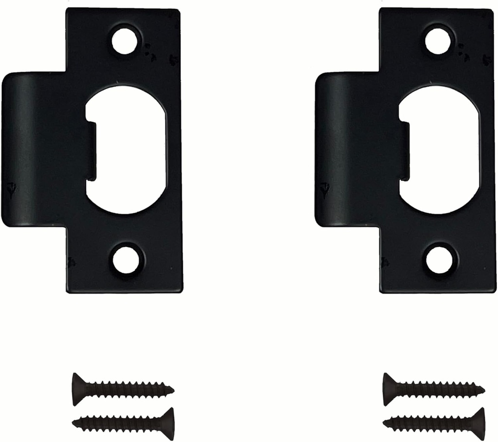 Heavy Duty Replacement Strike Plate T Lip Radius Corner for Knob or Lever Door Lock in Black Finish 2 PCS