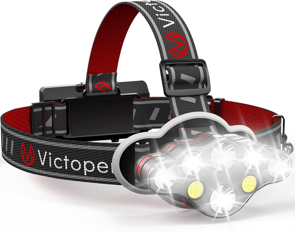 Victoper Rechargeable Headlamp, 8 LED High Lumen Super Bright Headlights with Red Light, USB Waterproof Head Flashlight, 8 Mode Head Lamp for Outdoor Running Fishing Working Camping Gear