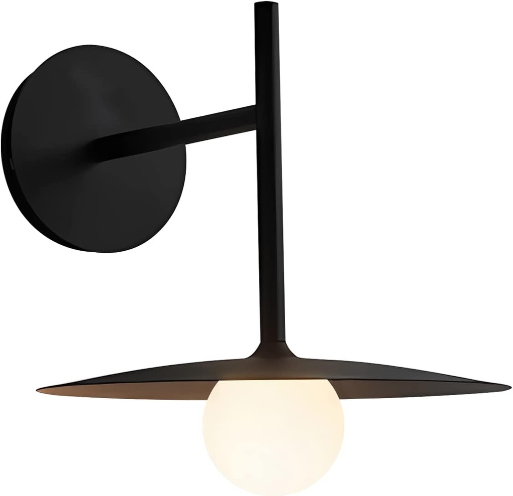 BOKT Black Glass Wall Mount Light Fixture Indoor Wall Sconce Industrial Farmhouse Wall Light Mid Century Bathroom Wall Lamp Rustic Vintage Wall Sconce Lighting for Bedside Mirror Bedroom Living Room