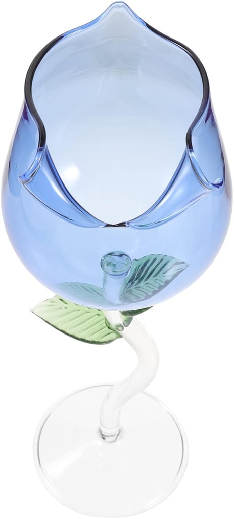 Elegant Rose Glass Wine Goblet 8 oz Long Stem for Parties Weddings and Special Occasions Flower Design Lead