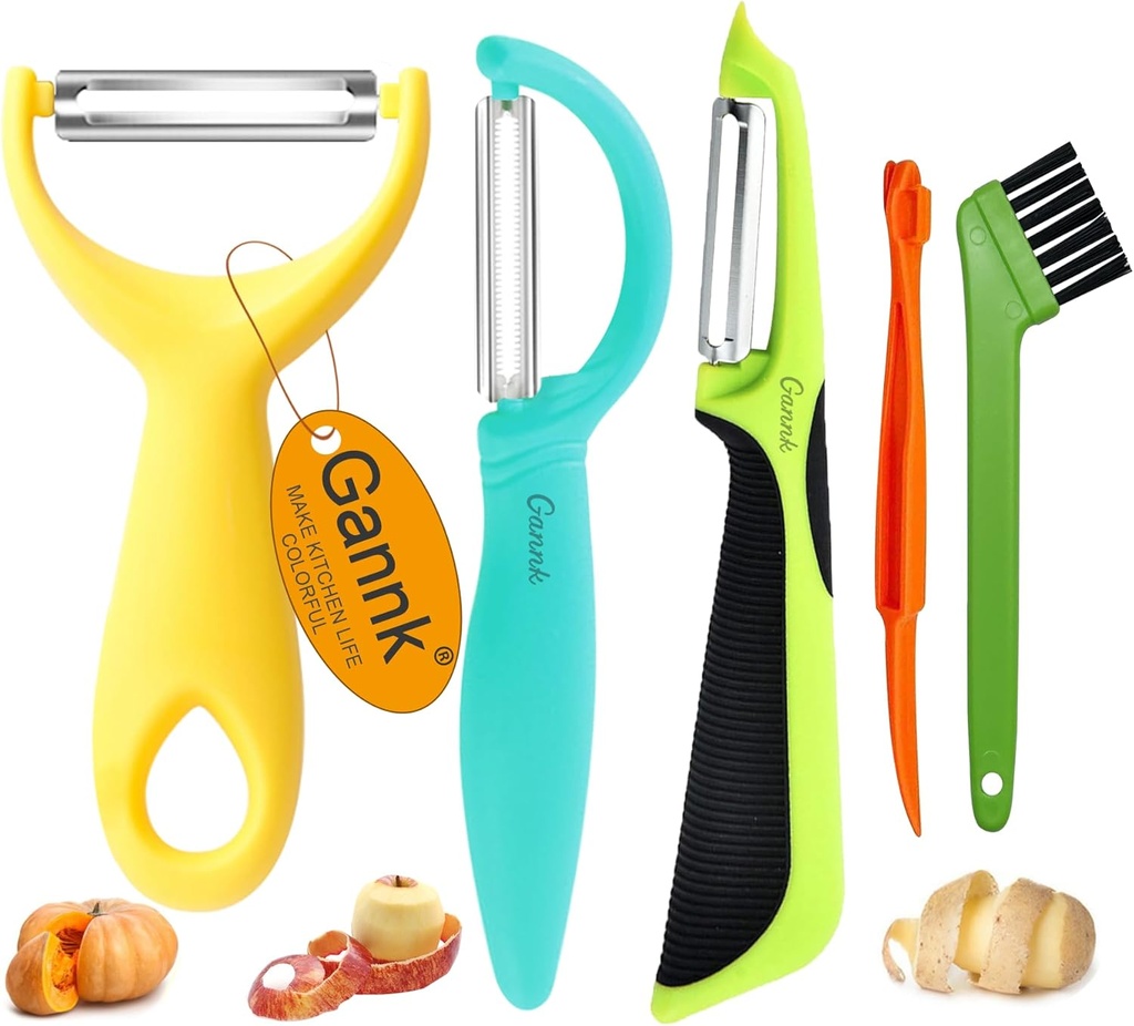 GANNK Vegetable Potato Peelers for Kitchen, Y Peeler for Apple Fruit Carrot Zucchini Cucumber Potatoes, Good Grip Veggie Peeler Makes Peeling Very Easy