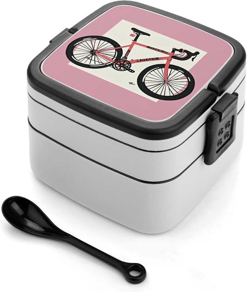Bento Lunch Box for Women Lunch Containers for Adults Bicycle Double Layered Lunchbox Large Capacity Bento Box with Cutlery for Work Picnic Camping Travel