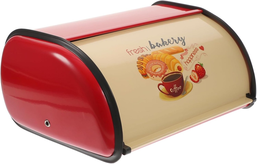 VICASKY Vintage Kitchen Bread Box Red Drum Shape Multi Function Bread Storage Container Organizer with Wide Base for Stable Desktop Use Design