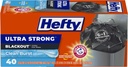 Hefty Ultra Strong 13 Gallon Trash Bags, Black Tall Kitchen Trash Bags 13 Gallon Size, Break Resistant Drawstring Enclosure, Continuous Odor Control, Blackout, Clean Burst Scent, 40 Bags