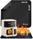 Heat Resistant Mat for Air Fryer Site - 15.7 x 14.9in, Fireproof Silicone Mats for Kitchen Counter, Countertop Protector, Non-slip & Waterproof for Deep Fryer, Oven, Coffee machine (Black)