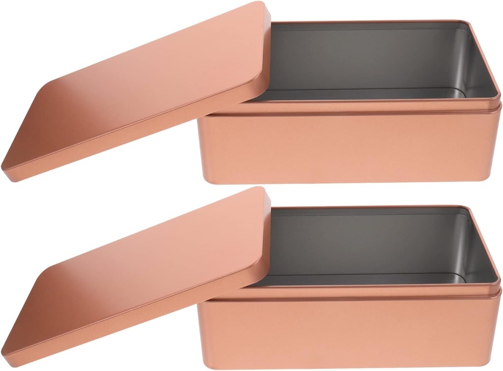 Rectangular Metal Tins 2pcs Tinplate Box Loose Tea Leaves Container Coffee Bean Container Rectangular Tin Containers Candy Jars with Lids Tin Tea Case With Cover Storage Tank