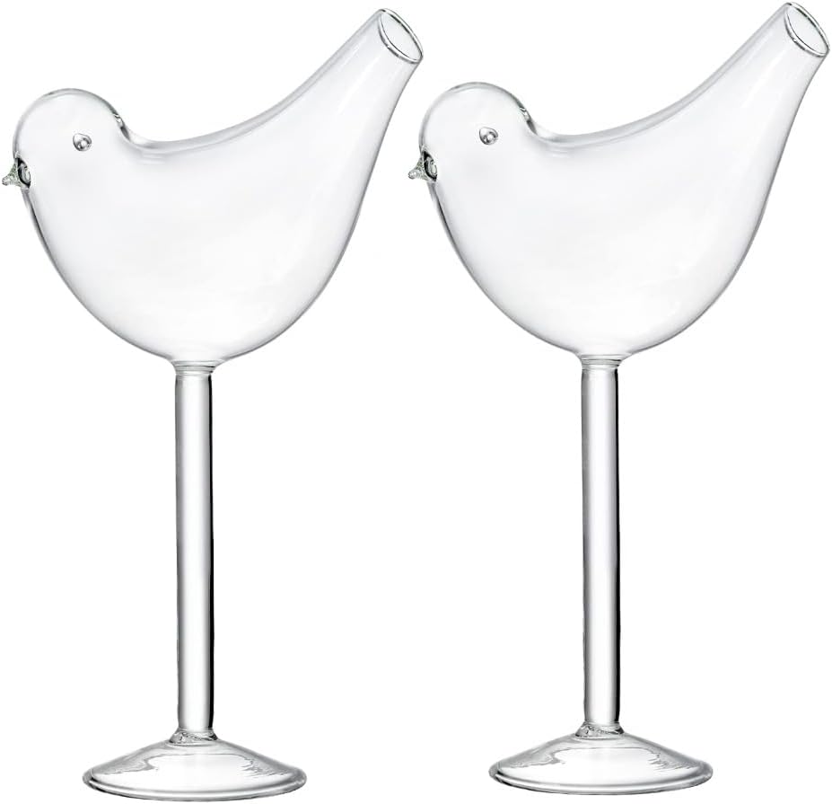 Bird-Shaped Martini Glasses, Set of 2, 5.4 oz Fancy Crystal Glasses for Cocktails, Champagne, and Home Decor (2 SET)
