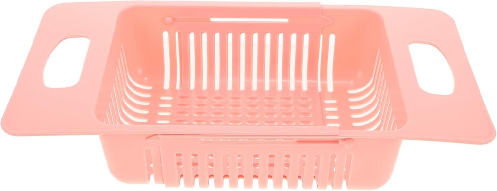 OUNONA Plastic Vegetable Washing Basket Pink Kitchen Drain Colander with Quick Draining for Fruit and Vegetable Cleaning Convenient Hanging Handles and