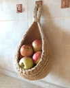 Handwoven Hanging Wall Basket for Kitchen - Vegetable and Fruit Storage - Bohemian Mount Potato Onion Basket