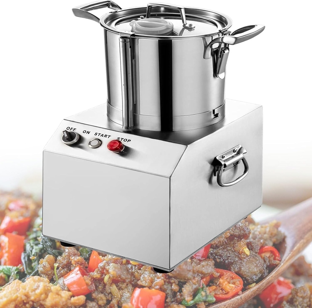 Commercial Food Chopper with Removable Material Cylinder, Stainless Steel Professional Food Processor for Meat, Fruit, Vegetables and Nuts