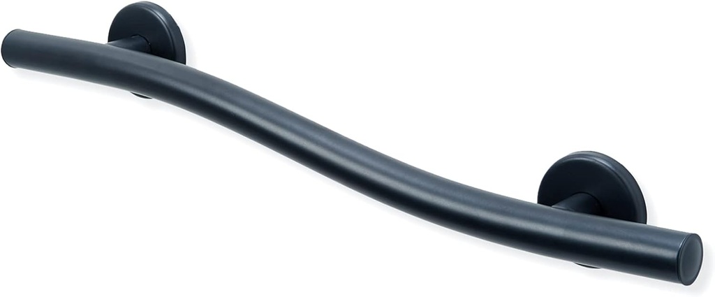 Wave Grab Bar for Bathroom Shower Toilet Steps Bed Home/304 Stainless Steel/Matte Black/Right/ 24"