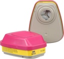 3M P100 Respirator Cartridge/Filter 60923, 1 Pair, NIOSH Approved, Helps Protect Against Organic Vapors, Acid Gases, and Particulates, Magenta, Yellow