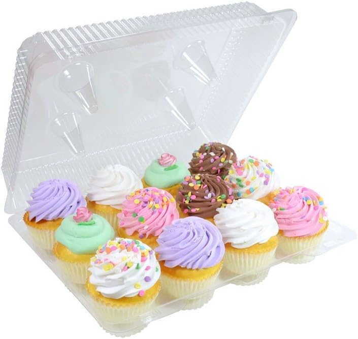 DFI Detroit Forming LBH9222 Plastic Container for 12 Cupcakes/Muffins - Pack of 10