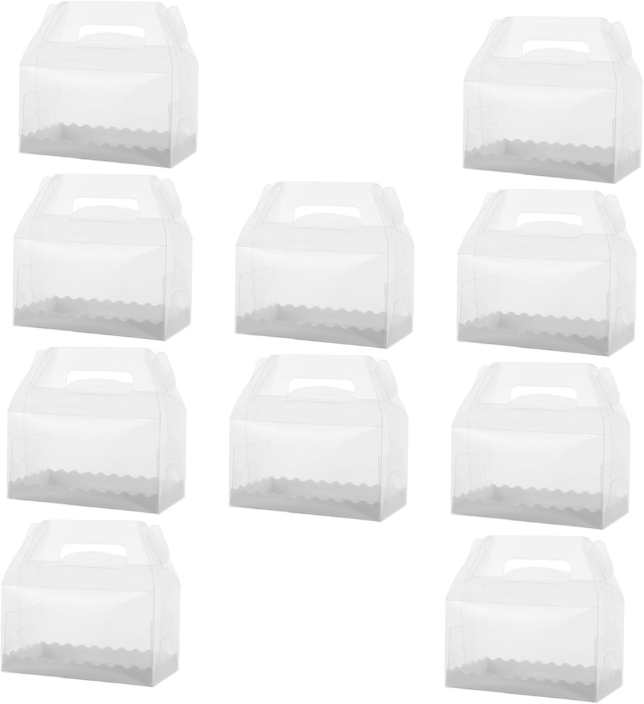 KICHOUSE 10pcs Transparent Bakery Cake Boxes Dessert Containers for Muffins Cupcakes and Birthday Cakes Style Portable Packaging