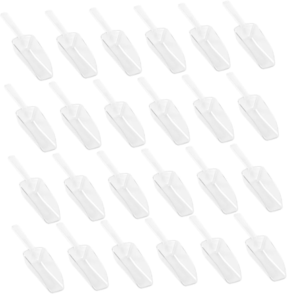 24pcs Plastic Food Scoops Set Mini Kitchen Shovels for Ice Cream Flour Sugar and Candy White Lightweight and Easy to Clean