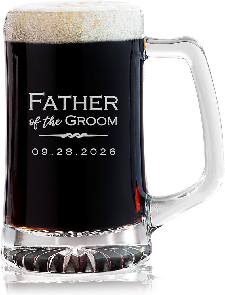 Lifetime Creations Engraved Personalized Father of the Groom Beer Mug 25 oz - Beer Stein Wedding Gift for Dad, Dishwasher Safe, Made in USA
