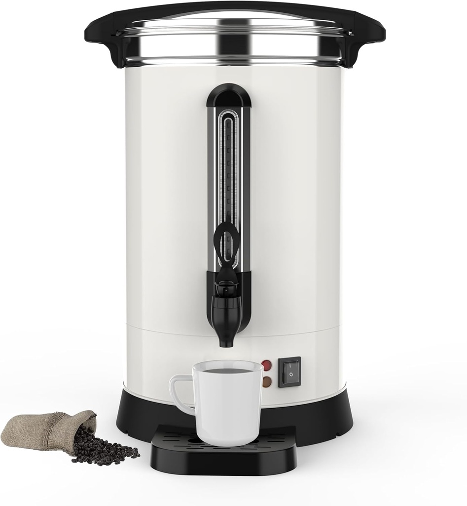 Commercial Coffee Maker Urn 120 Cups, 18 L Stainless Steel Large Coffee Pot with Double Wall & Base, Electric Hot Beverage Dispenser Coffee Machine for Catering, Buffet, Office, Church