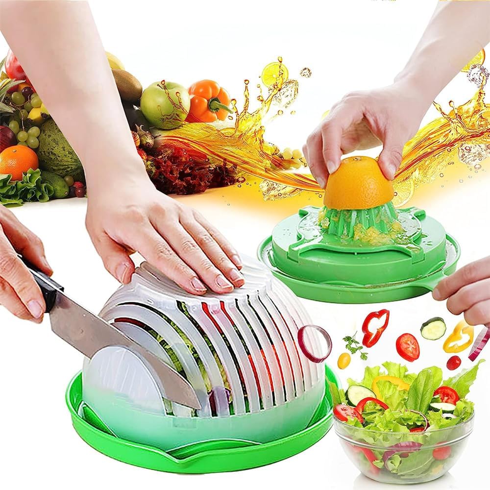 Tofern Snap-on Salad Cutter Bowl and Juicer Multifunctional Fruit and Vegetable Chopper