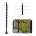 36" Cable Railing Post Stainless Steel Adjustable Top, Drilled Horizontal Line Post for Stair Railing System, Matte Black Finish